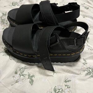 Dr. Martens Black Voss Platform Sandals